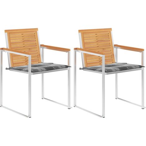 Sedie da Giardino 2 pz con Cuscini in Legno di Teak e Acciaio vidaXL (1/5)