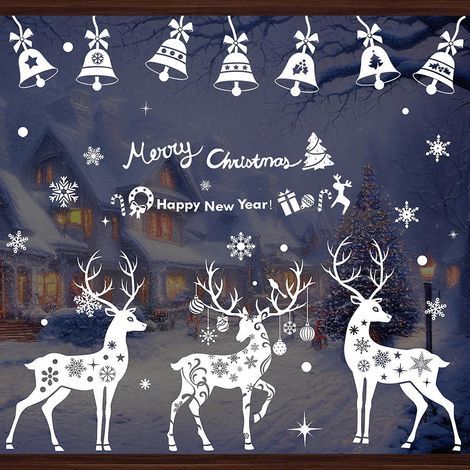 stickers Noel Fenetre Rutilisable, Decoration Noel Fenetre Electrostatique Pvc Autocollant Noel Fenetre, Flocon De Neige Intrieur Deco Noel Pour P (1/4)