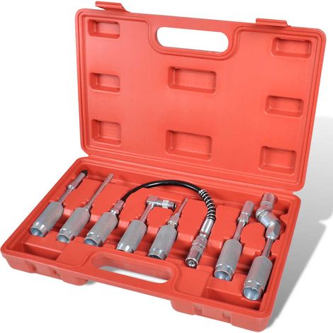 Adapter Fettpressen, 7 tlg. Set, Panzerschlauch