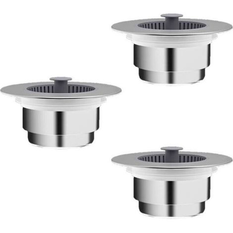 Crépine D Évier - Crépine Cuisine Universelle 3 en 1 Acier Inoxydable 304 ABS - Pour Évier Standard - Lot de 3 (1/3)