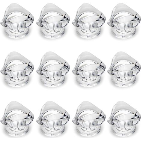Lot de 12 mini-boutons triangulaires autocollants en acrylique avec poignée, diamètre 19 mm. Boutons transparents et brillants, décoratifs pour boîte