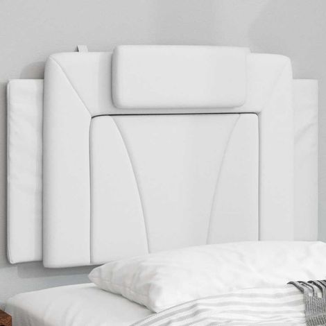 Coussin de tête de lit 90 cm blanc en similicuir avec rembourrage en mousse et fixation murale - PANGIVO (1/5)