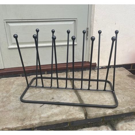 6 Pair Diagonal Boot Rack - Steel - L35.6 x W63.5 x H45.7 cm - Black