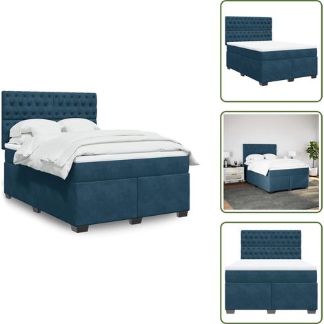 vidaXL Sommier à lattes de lit et matelas bleu 140x190 cm velours