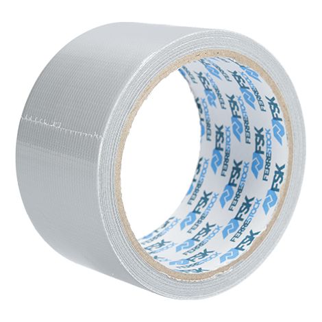 Ferrestock FSKTCT001 Rollo de cinta americana fácil de cortar, 3 capas para una mayor resistencia, no deja residuos, 50mm x 10m en color plata (1/5)