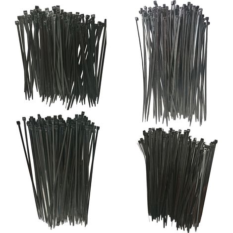 Lot de 400 colliers rilsan attache fils / serre cables fins de 140 à 280 mm