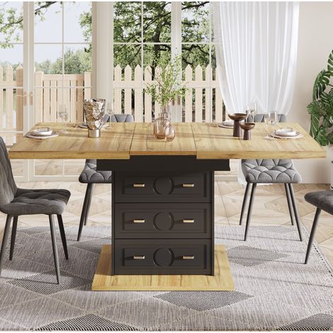 Mesa comedor extensible con cajones MDF 110-140 cm OKMYHOME (1/5)