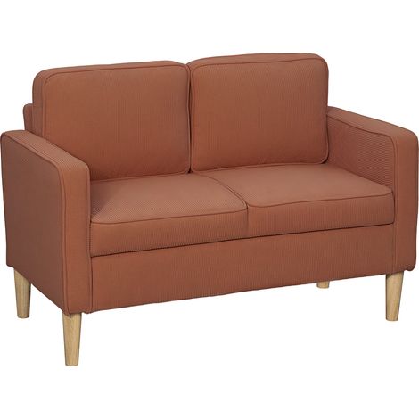 Sofá 2 plazas con almacenaje, tapizado acanalado y patas de madera, 117 cm (1/5)