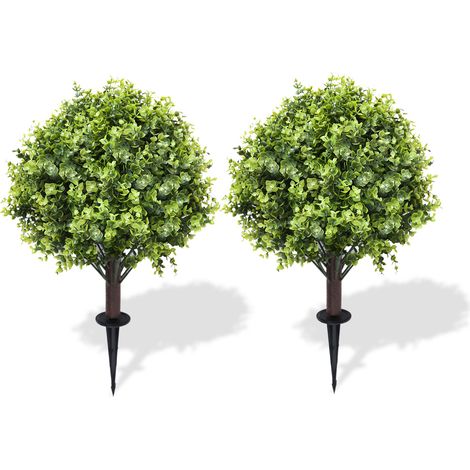 2 pezzi di eucalipto artificiale, con inserto per il terreno, arbusto simulato, pianta artificiale, resistente ai raggi UV, verde (1/5)