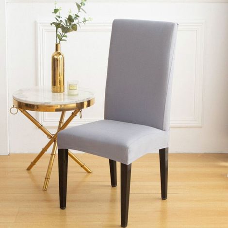 Housse de chaise élastique de couleur unie,pour cuisine,salle à manger,protection de meubles,mariage,bureau,salon- Light Gray-1PCS