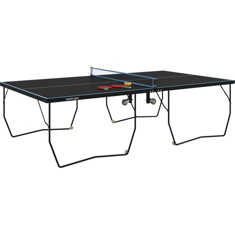 Tavolo da ping pong pieghevole da esterno con rete e ruote, nero, 274 x 152,5 x 76 cm (1/5)