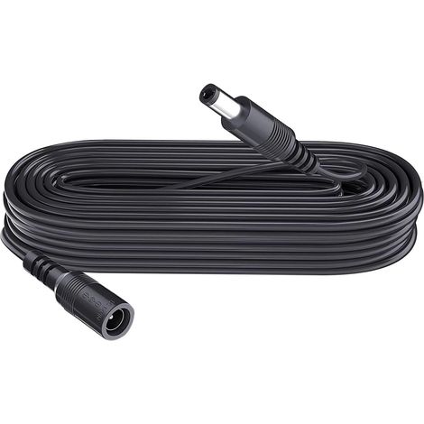 Câble d'extension de 3 m, prise 5,5 mm x 2,1 mm, DC 5 V 6 V 9 V 12 V 24 V pour caméra de vidéosurveillance, illuminateur infrarouge, imprimante, bande LED, noir (1/5)
