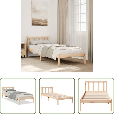 Cadre de lit - Cadre de lit extra long sans matelas 90x210 cm bois massif pin (1/5)
