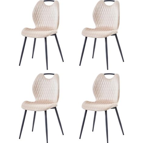 Esszimmerstühle 4er-Set beige, Polsterstühle mit Metallbeinen, skandinavischer Stil (1/5)
