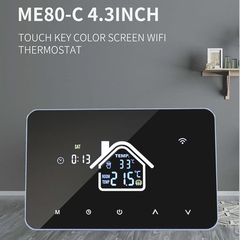 Intelligenter WLAN-Thermostat für die Warmwasserbereitung mit LCD-Touchscreen, wöchentlicher Programmierung per App und Sprachsteuerung. Kompatibel mit Alexa. (1/2)