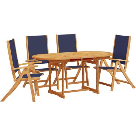 Juego comedor de jardín 5 pzas madera maciza acacia y textileno vidaXL (1/5)