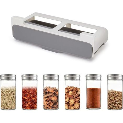 Étagère à épices de cuisine sans perçage polyvalente avec 6 pots Convient pour les armoires le réfrigérateur (1/4)