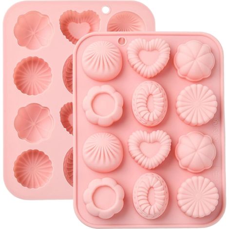 2pcs Pink Heart Flower Chocolate Silicone Moulds Oval Gummy Moulds for Jelly Fondant Chocolate Candy Mousse Ice Cake DIY Crafts Keto Fat Bomb