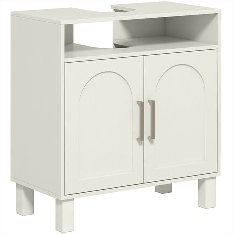 Meuble de salle de bain Meuble sous lavabo 60 x 30 x 63 cm blanc (1/5)