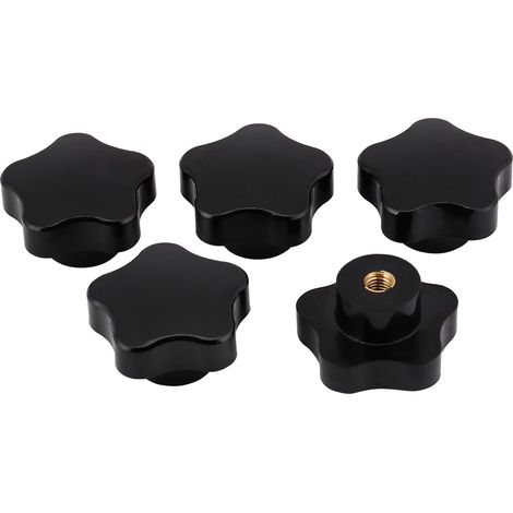 Lot de 5 poignées universelles en plastique noir en forme d'étoile M8 pour machines-outils (1/5)