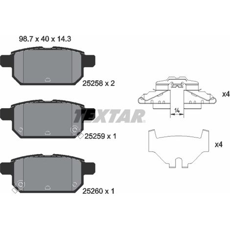 Kit de plaquettes de frein, frein à disque Textar 2525801 MG (SAIC) 5580052R00