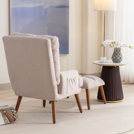 Fauteuil lounge avec repose-pieds, dossier réglable en 5 positions, inclinable, avec étagère de rangement latérale (1/5)