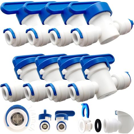 8 Pcs Inline Robinet/Vanne d'arrêt/Soupape de Isolation pour 1/4" réfrigérateur congélateur LDPE/système de Filtre à Osmose Inverse Eau Tube pour Tuyau (1/5)