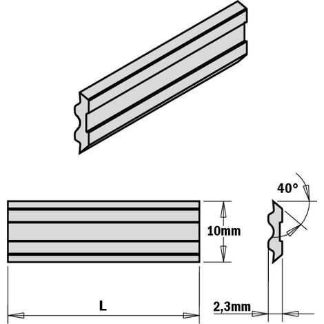 795.330.10 JEU DE 2 COUTEAUX DE RABOTAGE POUR SYSTEMES ''TERSA'' 330X10X2,3 HPS