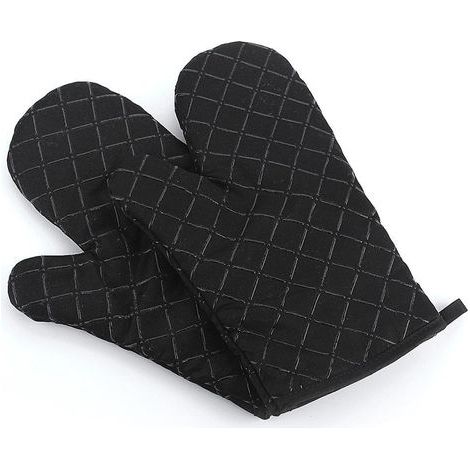 Premium non-slip kitchen gloves (set of 2) up to 200°C - silicone. Extremely heat-resistant grill gloves. BBQ gloves - kitchen gloves, black for cooking. (1/5)