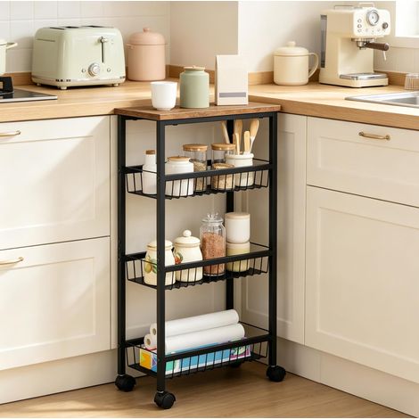 Mobile cucina con ruote 4 livelli MDF e metallo OKMYHOME (1/5)