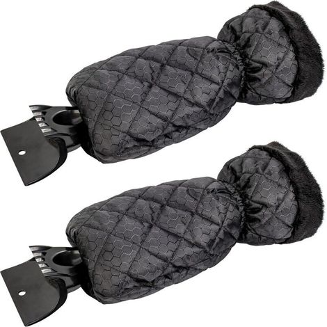 Ensemble de 2 grattoirs à glace pour voiture : gant grattoir pour pare-brise, grattoirs à neige avec doublure imperméable, enlève la glace et garde les mains au chaud - 2 pièces