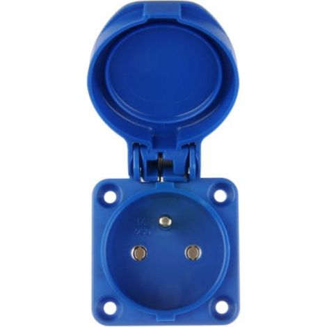 Toma de corriente para panel 10/16A 2P+Z 230V azul IP54 104-0bs