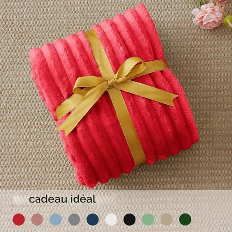 Couverture - 150 x 200 cm - Rouge - En Flanelle 100 % Polyester - Pour Lit Une Personne - Usage Intérieur - 1 Pièce (1/5)