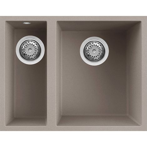 Lavello Elleci Incasso 2 vasche 56x44 Quadra 150 Sottotop Granitek Grigio Tortora LGQ15043BSO (1/3)