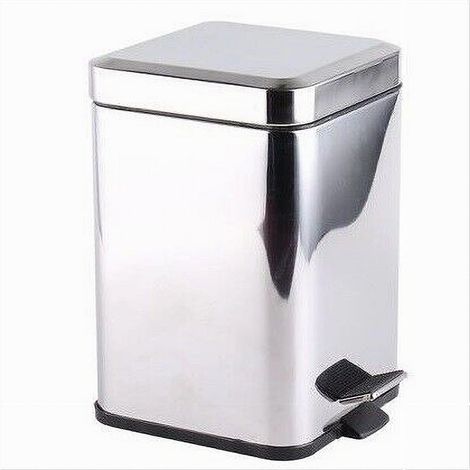 Trade Shop - 6-Liter-Pedal-Mülleimer aus Stahl, quadratisch, 87446 - (1/2)