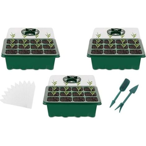 Mini Serre pour Plantes,3 Pièces 12 Cellules Intérieure Plateau Semis,Plateaux de Culture avec Couvercle, Bac à semis Pépinière Boîte de Culture Durables pour La Germination des Graines (1/4)