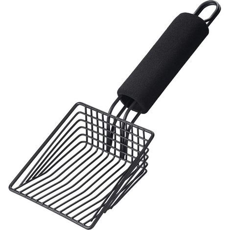 Arenero metálico para gatos: un arenero profundo y fácil de limpiar con un práctico asa, especialmente diseñado para dueños de varios gatos. (1/4)