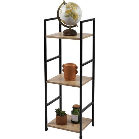 Scaffale a 3 ripiani collezione HOLBORN - Stile industriale, colore quercia e nero