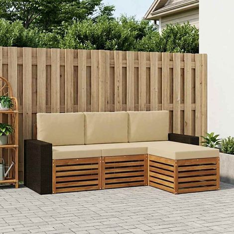 vidaXL Outdoor-Sofagarnitur mit Kissen 4 pcs Natur und Beige (1/5)