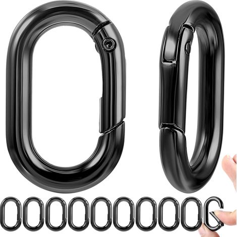 Pack de 50 Mosquetones de Acero Inoxidable Negros de 3,4 cm, Mosquetones Pequeños Negros, Mini Mosquetones, Aptos para Mochilas y Llaveros (1/5)
