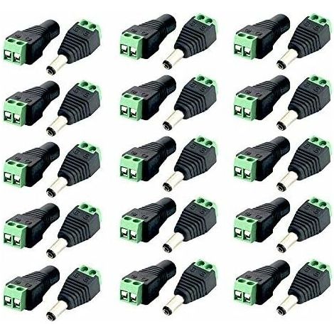 DC 12V Connector 30 Pieces DC Male and Female DC Connector Plug Adapter Power Cable Connector for LED Light Strip Light Tape Light Cable and CCTV Camera 2.1x5.5mm (1/5)