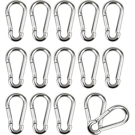 16 Pièces Mousquetons M4 Mousqueton INOX 304 Petit Mousqueton Boucle à Ressort Convient pour Suspendre Crochet Fixe 40 x 4 mm (1/5)