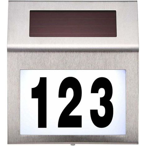 Pair Hausnummernschild aus Edelstahl mit Solarbetrieb, wasserdicht, für den Hausgebrauch, mit solarbetriebener LED-Beleuchtung, Hausnummernlampe
