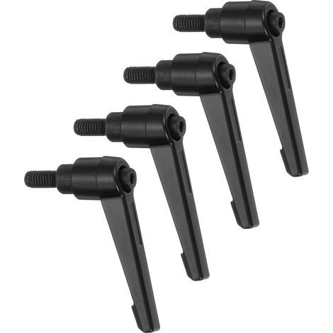 4 Pièces - Poignée de serrage - Levier à cliquet - Filetage mâle M6 - Acier allié noir - Pour machines-outils et équipements industriels - Noir - M6 x 12mm (1/5)