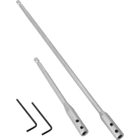 Lot de 2 rallonges de foret en acier au carbone extra longue avec clé hexagonale, tige de 6,35 mm pour fraisage de trous particulièrement profonds et percées (1/5)