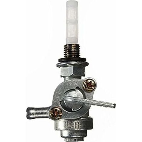2 robinets de carburant universels, orifice d'entrée M10x1,25, sortie raccord cannelé 1/4 pouce, longueur 8 cm, commande à 90° (1/5)