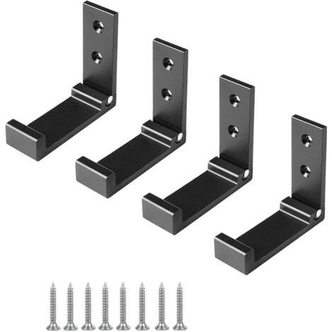 4 Stück (Schwarz) Wandhaken aus Aluminiumlegierung, um 90° klappbare Kleiderhaken mit Schrauben für Wandschranktür, Küche, Badezimmer, Büro, Wandgarderobe, Badezimmer (1/5)