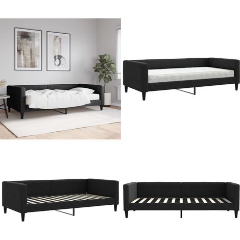 Tagesbett mit Matratze Schwarz 100x200 cm Stoff - Schlafsofa - Matratze (1/5)