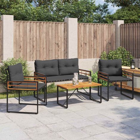 Gartenmöbel Set mit Kissen 4 pcs Blassgrau