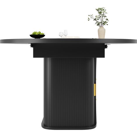 Tavolo da pranzo estensibile 118-158 cm MDF nero con vano contenitore - CHICFURN (1/5)